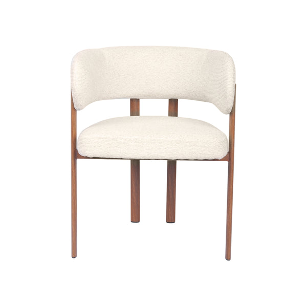SILLA DE COMEDOR EN TELA CREMA Y PATAS ACABADO DE MADERA