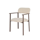 SILLA DE COMEDOR EN TELA BEIGE  Y PATAS ACABADO DE MADERA