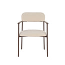 SILLA DE COMEDOR EN TELA BEIGE  Y PATAS ACABADO DE MADERA