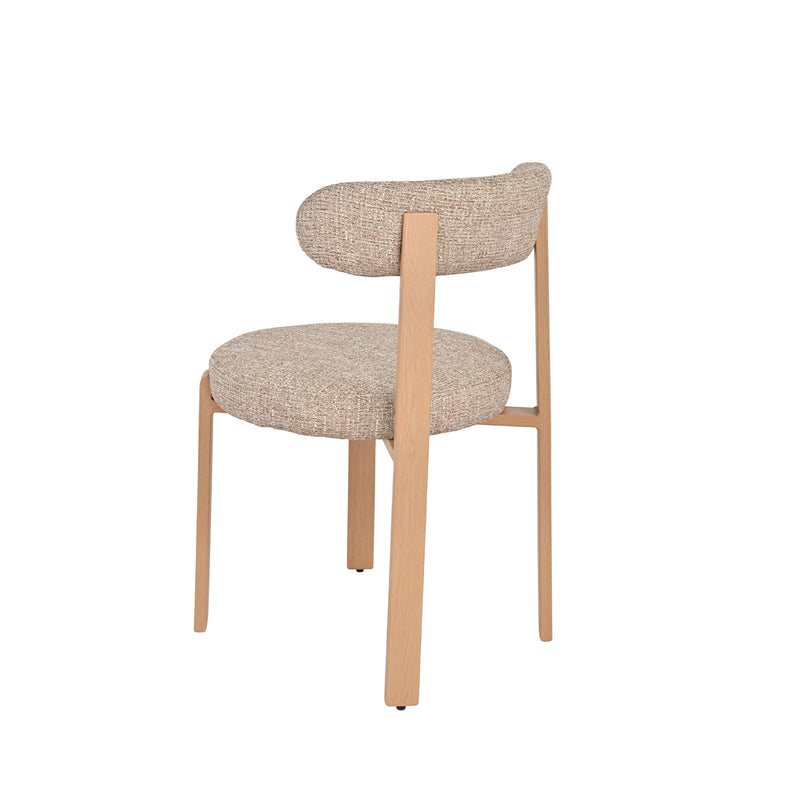 SILLA DE COMEDOR EN TELA TEXTURIZADA KAKI Y PATAS ACABADO DE MADERA CLARA