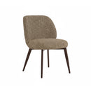 SILLA DE COMEDOR EN TELA TEXTURIZADA MARRON Y PATAS ACABADO DE MADERA