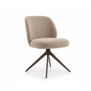 SILLA DE COMEDOR CON ASIENTO GIRATORIO EN TELA TEXTURIZADA MARRON Y PATAS ACABADO DE MADERA