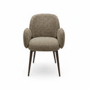 SILLA DE COMEDOR EN TELA TEXTURIZADA MARRON Y PATAS ACABADO DE MADERA