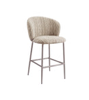 TABURETE EN TELA TEXTURIZADA KAKI BEIGE Y PATAS EN METAL TAUPE