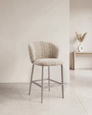 TABURETE EN TELA TEXTURIZADA KAKI BEIGE Y PATAS EN METAL TAUPE