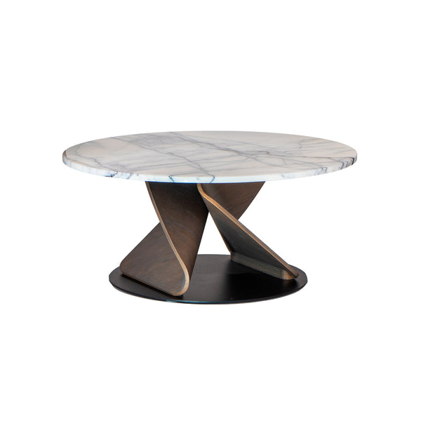MESA DE CENTRO ACABADO DE MADERA GRIS  Y TOPE ESTILO MARMOL