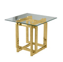 MESA LATERAL TOPE TRANSPARENTE BASE DORADA