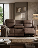 SOFA RECLINABLE ELECTRICO DE TRES ASIENTOS ESTILO PIEL MARRON
