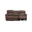 SOFA RECLINABLE ELECTRICO DE TRES ASIENTOS ESTILO PIEL MARRON
