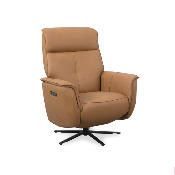 BUTACA RECLINABLE ELECTRICA CON FRENTE DE PIEL CAMEL