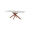 MESA DE COMEDOR TOPE ESTILO CERAMICA Y PATAS MARRONES