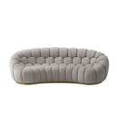 SOFA ESTACIONARIO DE TRES ASIENTOS EN TELA BEIGE