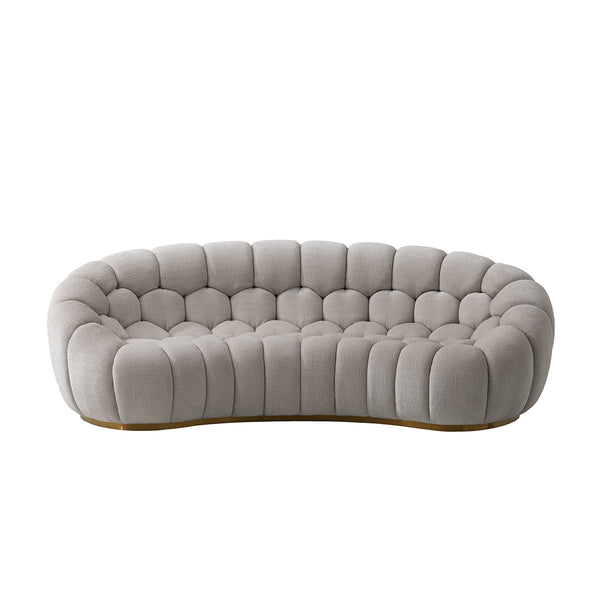 SOFA ESTACIONARIO DE TRES ASIENTOS EN TELA BEIGE