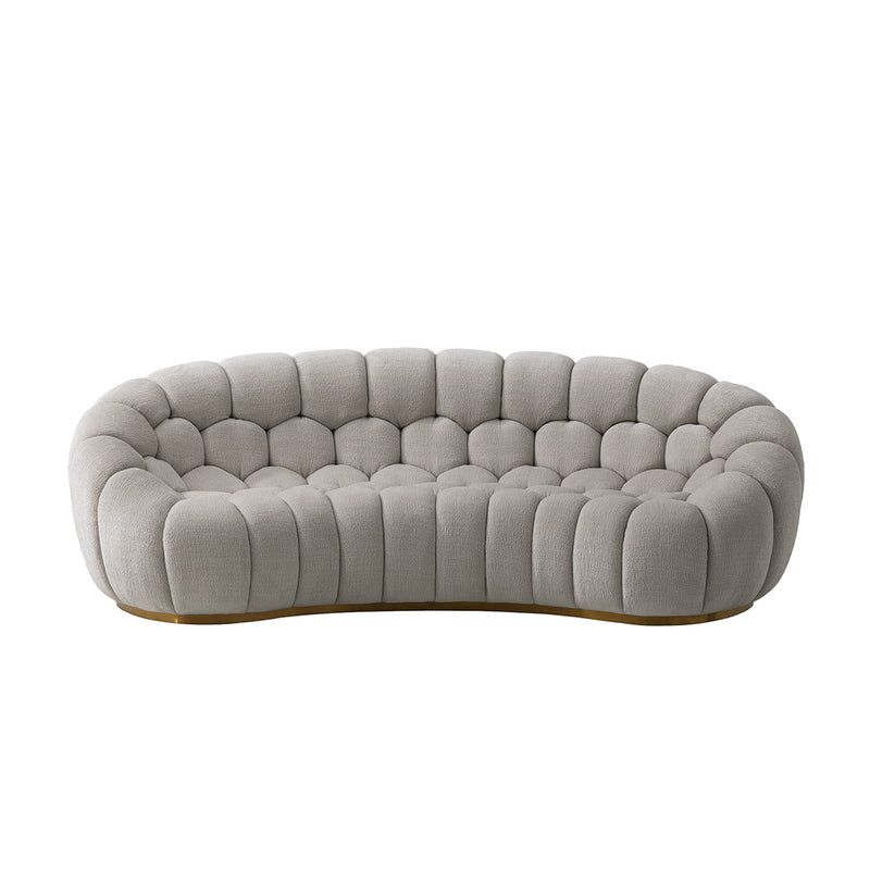 SOFA ESTACIONARIO DE TRES ASIENTOS EN TELA BEIGE