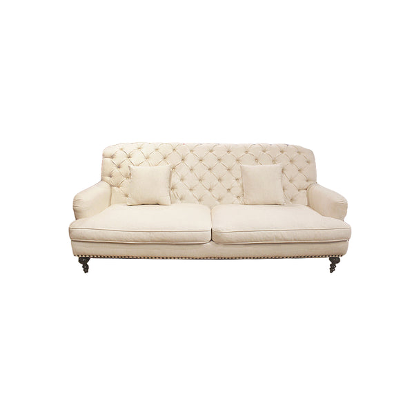 SOFA ESTACIONARIO DE 3 ASIENTOS EN TELA BEIGE