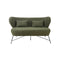 SOFA ESTACIONARIO DE DOS ASIENTOS EN TELA VERDE Y PATA NEGRAS
