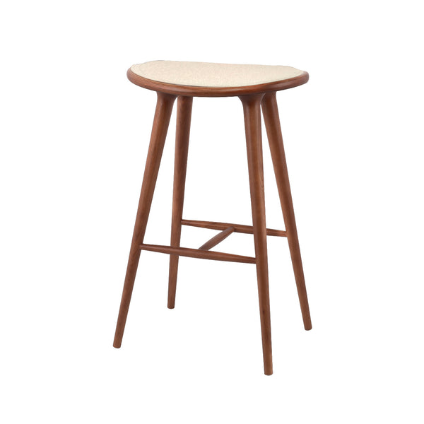 TABURETE DE BAR ACABADO DE MADERA Y TELA BEIGE