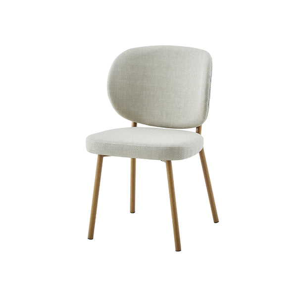 SILLA DE COMEDOR EN TELA BEIGE Y PATAS MADERA CLARA