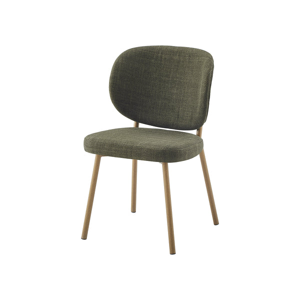 SILLA DE COMEDOR EN TELA VERDE Y PATAS ACABADO MADERA CLARA