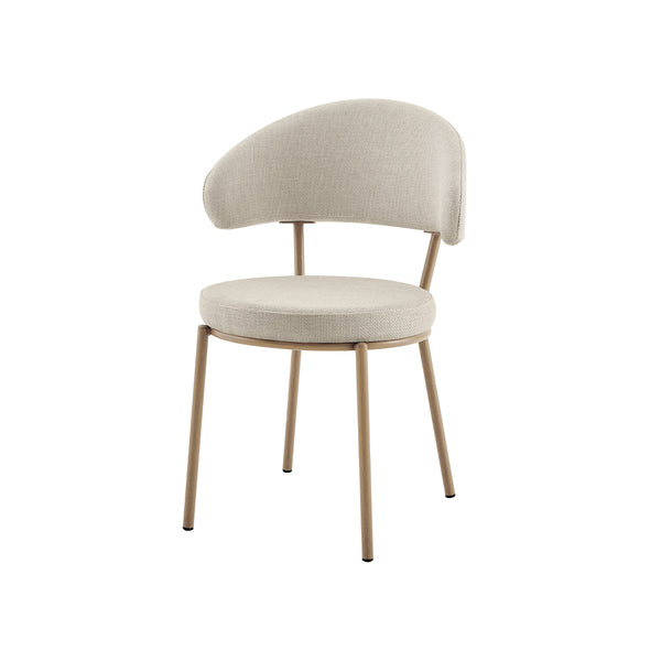 SILLA DE COMEDOR EN TELA BEIGE Y PATAS ESTILO MADERA CLARA