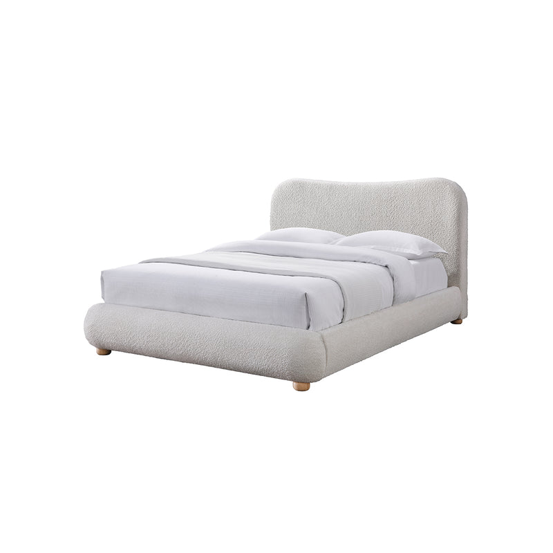 CAMA KING EN TELA CREMA