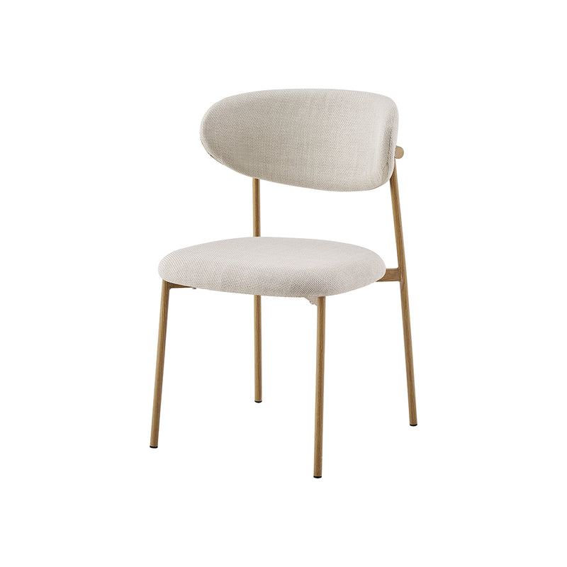 SILLA DE COMEDOR CLEO EN TELA BEIGE Y PATAS ESTILO  MADERA CLARA
