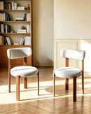 SILLA DE COMEDOR EN TELA TEXTURIZADA MARRON PATAS EN METAL ESTILO MADERA