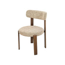 SILLA DE COMEDOR EN TELA TEXTURIZADA MARRON PATAS EN METAL ESTILO MADERA
