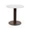 MESA DE BAR TOPE ESTILO CERAMICA BEIGE Y BASE ACABADO DE MADERA