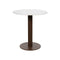 MESA DE BAR TOPE ESTILO CERAMICA BEIGE Y BASE ACABADO DE MADERA