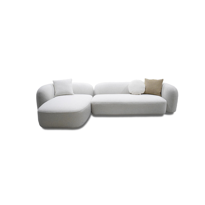 SOFA SECCIONAL ESTACIONARIO TELA TEXTURIZADA BLANCA
