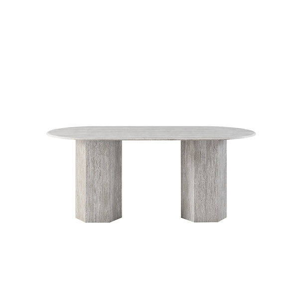 MESA DE COMEDOR TOPE DE MARMOL ARTIFICIAL Y BASE MDF