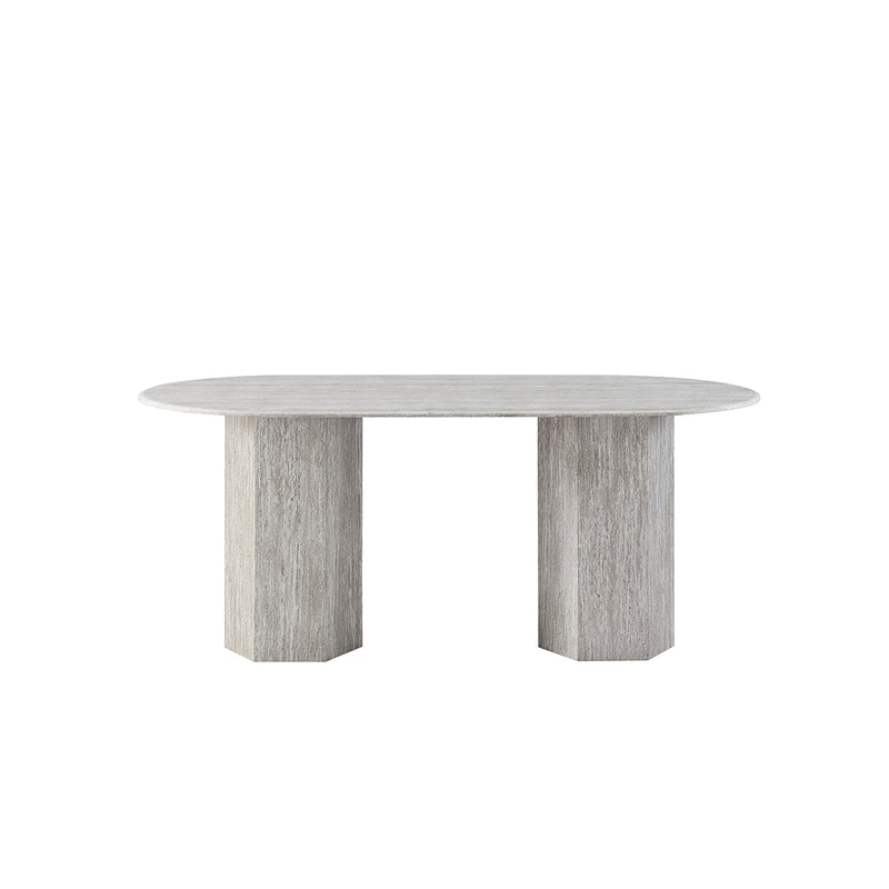MESA DE COMEDOR TOPE DE MARMOL ARTIFICIAL Y BASE MDF