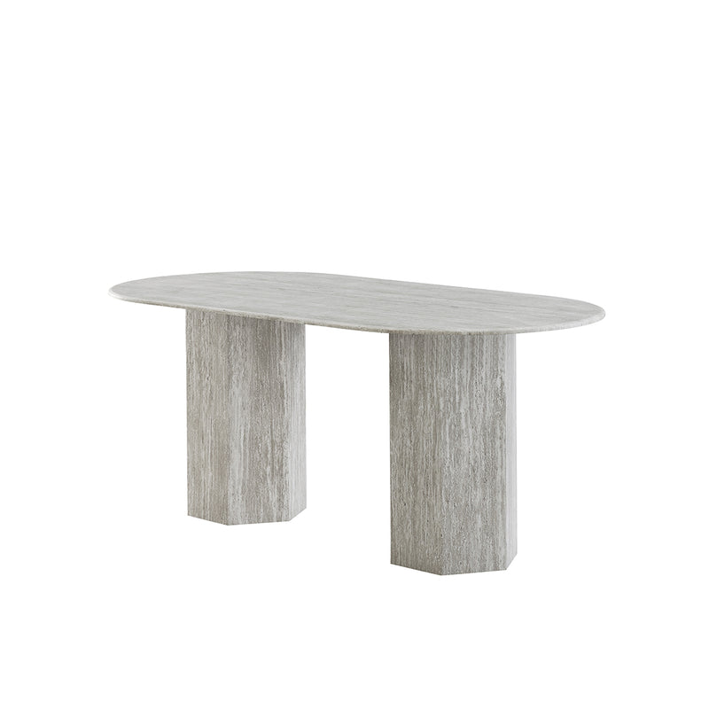 MESA DE COMEDOR TOPE DE MARMOL ARTIFICIAL Y BASE MDF