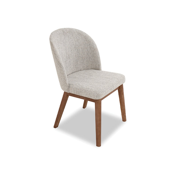 SILLA DE COMEDOR EN TELA BEIGE Y PATAS MARRONES