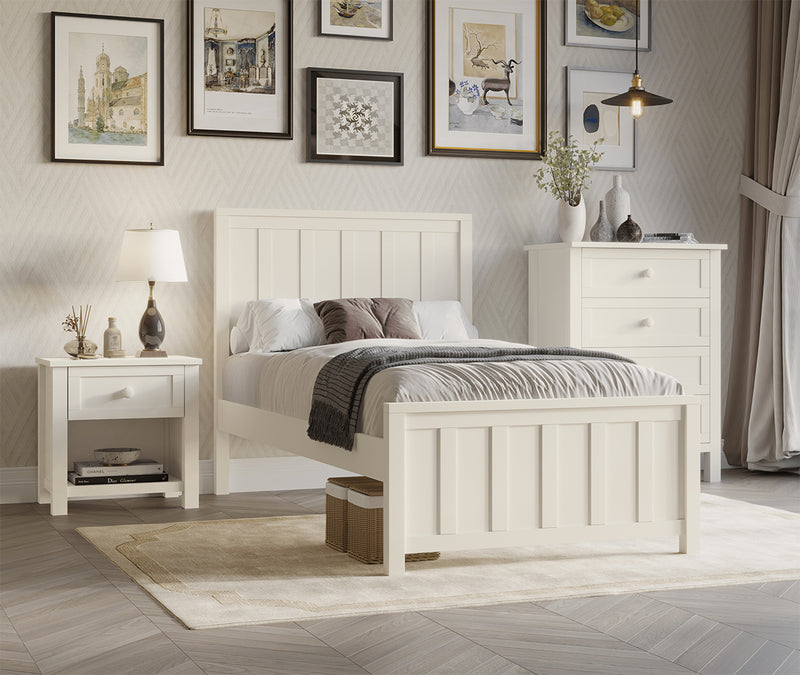 CAMA JESSE CREMA FULL + 1 MESITA DE NOCHE - 2PCS