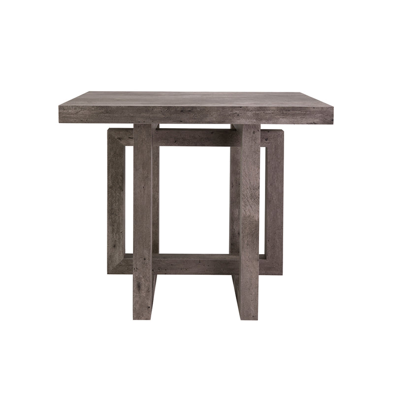 MESA LATERAL ACABADO DE MADERA GRIS  Y PATAS NEGRAS