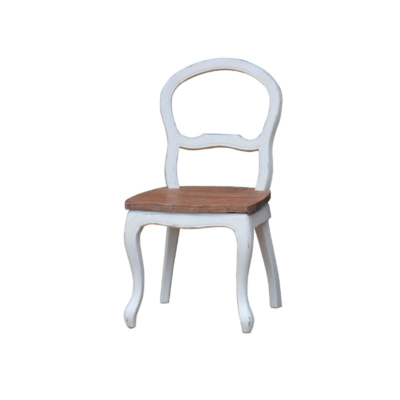 SILLA DE COMEDOR ACABADO EN MADERA BLANCA Y ASIENTO NATURAL