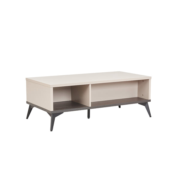 MESA DE CENTRO COMPLAST BEIGE CON PATAS NEGRAS