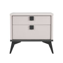 MESA DE NOCHE COMPLAST BEIGE CON PATAS NEGRAS