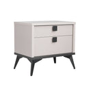 MESA DE NOCHE COMPLAST BEIGE CON PATAS NEGRAS