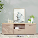 MESA DE TV TAUPE Y  TOPE NATURAL