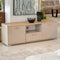 MESA DE TV TAUPE Y  TOPE NATURAL