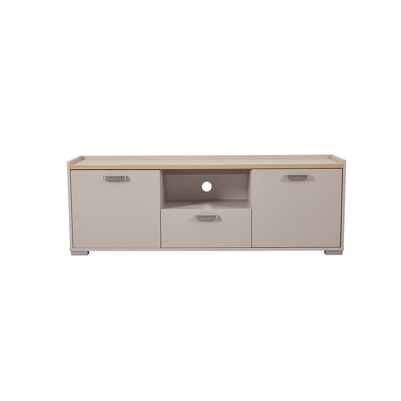 MESA DE TV TAUPE Y  TOPE NATURAL