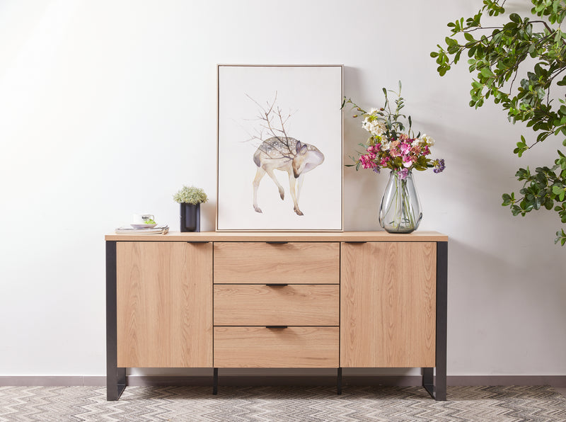 CREDENZA ACABADO DE MADERA Y METAL