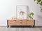 MESA DE TV ACABADO DE MADERA NATURAL Y NEGRA