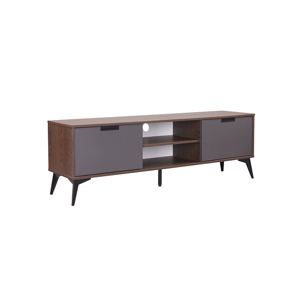 MESA DE TV ACABADO DE MADERA Y GRIS