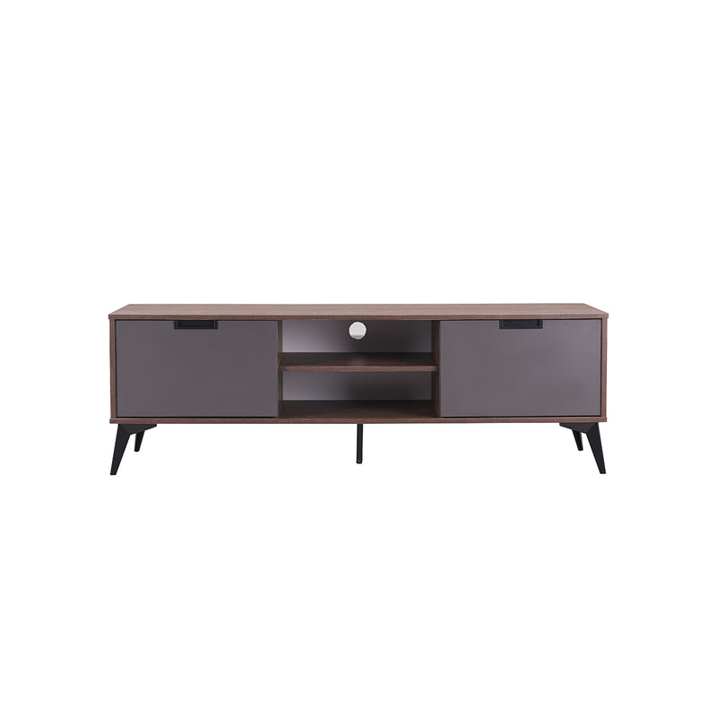 MESA DE TV ACABADO DE MADERA Y GRIS