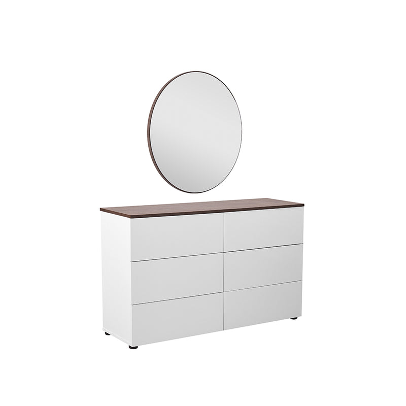 GAVETERO CON ESPEJO ACABADO DE MADERA BLANCA TOPE ACABADO DE MADERA