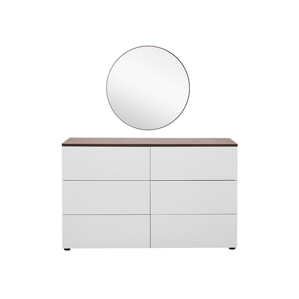 GAVETERO CON ESPEJO ACABADO DE MADERA BLANCA TOPE ACABADO DE MADERA